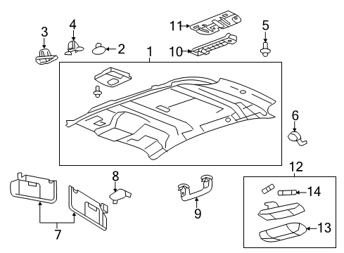 2012 Ford Edge Sun Visor Assembly Diagram for CA1Z-7804104-AA