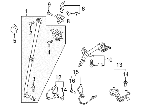 2021 Ford Expedition Seat Belt Assembly Diagram for JL1Z-7860044-AS