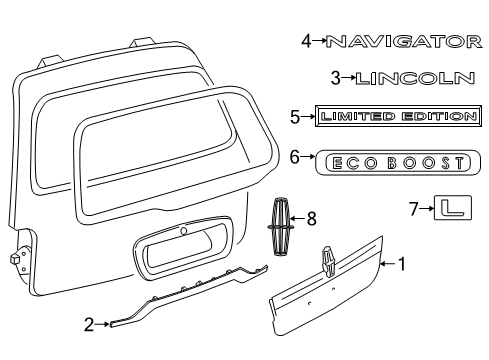 2014 Lincoln Navigator Exterior Trim - Lift Gate Diagram