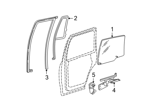 2003 Ford Expedition Rear Door - Glass & Hardware Diagram