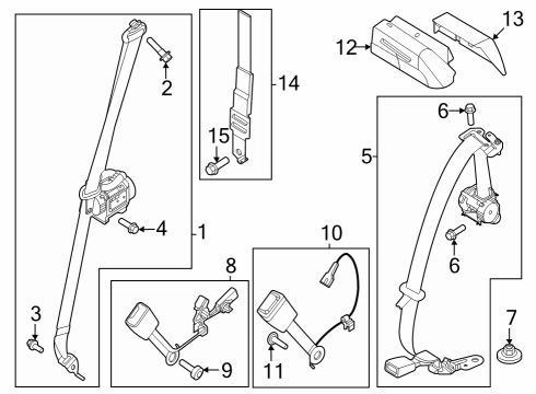 2023 Ford F-350 Super Duty Rear Seat Belts Diagram