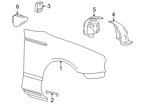 2002 Ford Thunderbird Guard - Front Splash Diagram for 1W6Z-16102-AA