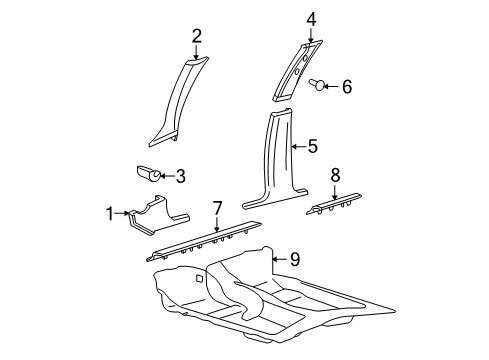 2005 Mercury Grand Marquis Moulding - Windshield Diagram for 5W7Z-5403598-AAA