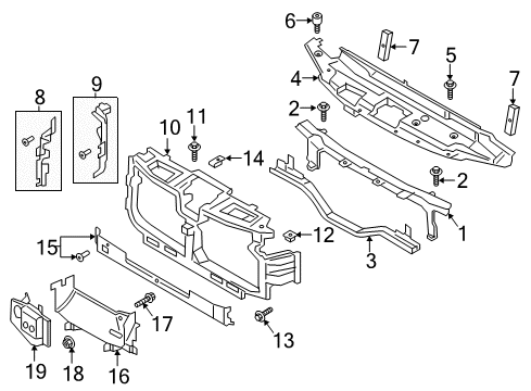 2019 Ford F-350 Super Duty Radiator Support Diagram