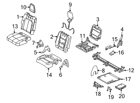 2012 Lincoln MKT Rear Seat Back Cover Assembly Diagram for BE9Z-7466600-HD