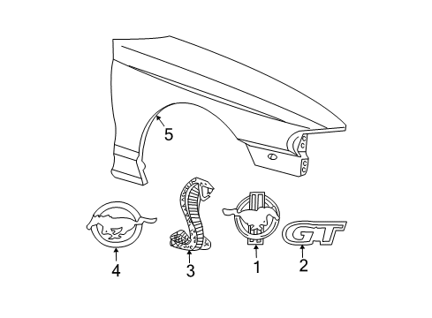 2000 Ford Mustang Exterior Trim - Fender Diagram