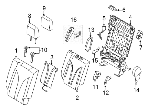 2017 Lincoln MKC Headrest - Cover And Pad Diagram for EU5Z-78611A08-AB