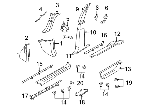 2004 Lincoln Navigator Plate - Door Scuff Diagram for 2L1Z-7813209-AAA