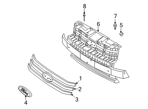 2012 Ford Flex Grille & Components Diagram