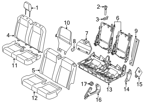 2015 Ford Transit-250 Rear Seat Cushion Cover Assembly Diagram for CK4Z-9963805-BB