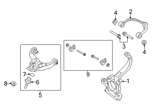 2018 Ford F-150 Front Suspension Components, Lower Control Arm, Upper Control Arm, Stabilizer Bar Diagram