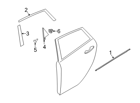 2013 Ford Fiesta Exterior Trim - Rear Door Diagram 1 - Thumbnail