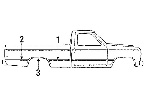 1996 Ford F-350 Exterior Trim - Pick Up Box Diagram