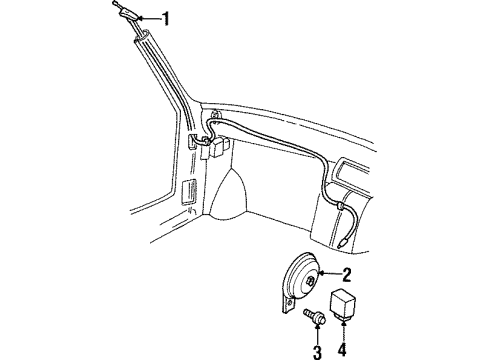 1995 Ford Aspire Horn Assembly Low Pitch Diagram for F4BZ13833A