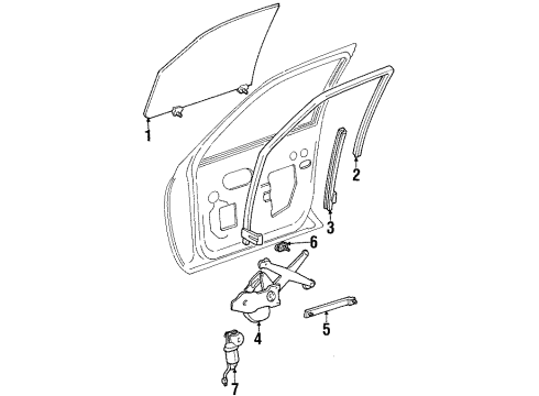 1997 Lincoln Continental Regulator - Window - Less Motor Diagram for F5OY-5423208-A