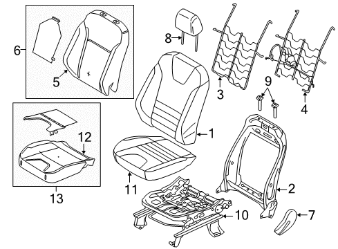 2013 Ford Escape Seat Back Cover Assembly Diagram for CJ5Z-7864417-AA