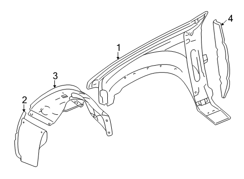 2003 Lincoln Aviator Kit - Mudflap Diagram for 3C5Z-16A550-AAA