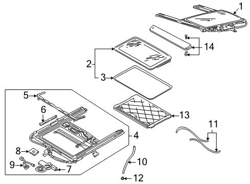 2002 Lincoln LS Glass Diagram for 1W4Z-54500A18-AA