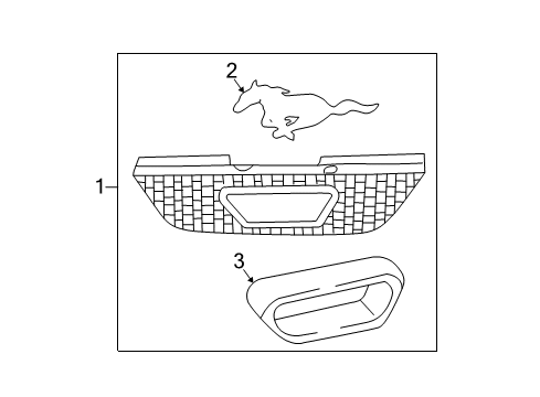 2000 Ford Mustang Grille & Components Diagram