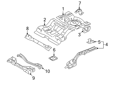 2009 Ford Fusion Rear Floor & Rails Diagram