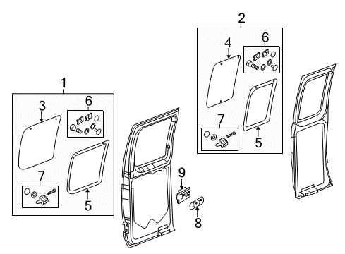 2009 Ford E-250 Side Loading Door - Glass & Hardware Diagram 2 - Thumbnail