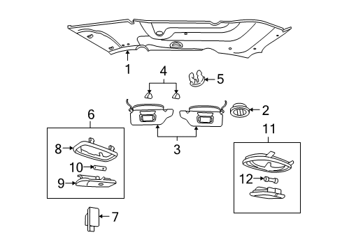 2005 Mercury Monterey Sun Visor Assembly Diagram for 5F2Z-1704105-AAE