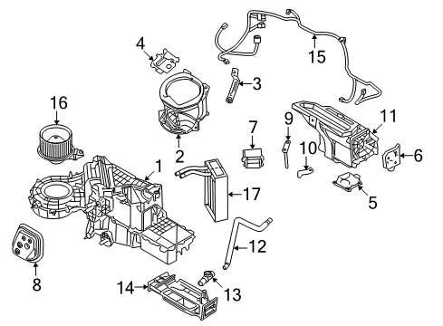 2008 Lincoln Navigator A/C Evaporator & Heater Components Diagram