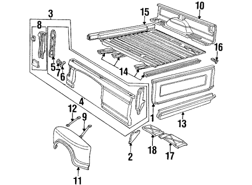 1996 Ford F-350 Fender Assembly - Rear Diagram for F6TZ-16313-AA