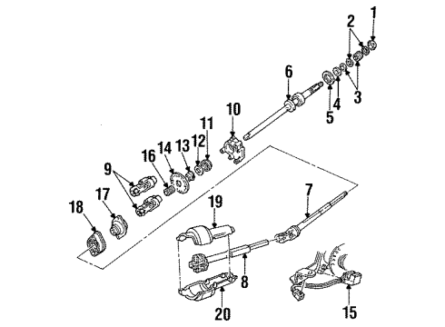 1996 Mercury Grand Marquis Steering Shaft Assembly Diagram for F7AZ3524AA