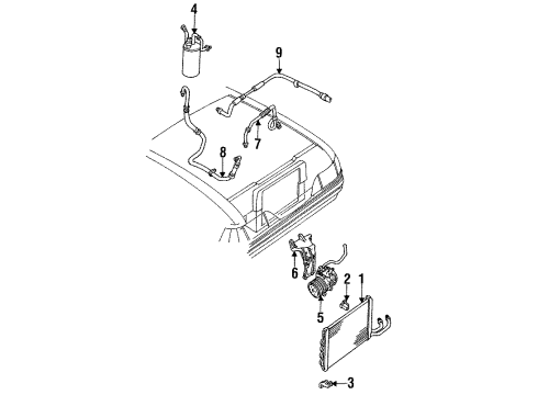 1994 Mercury Topaz Pulley Compressor Diagram for F33Z19D784A