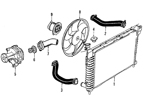 1990 Mercury Sable Cooling System, Radiator, Water Pump, Cooling Fan Diagram