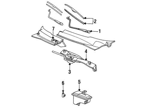 1995 Ford Thunderbird Wiper & Washer Components, Body Diagram