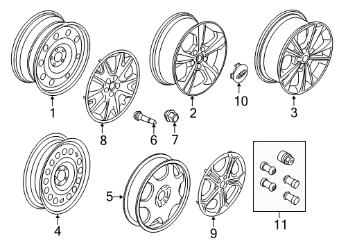 2017 Ford Escape Wheel Cover Diagram for CJ5Z-1130-A