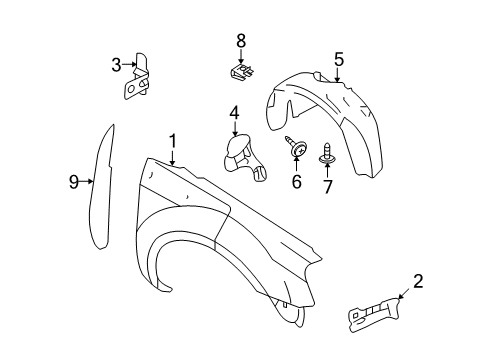 2009 Ford Taurus Shield - Splash - Wheelhouse Diagram for 8G1Z-16102-A