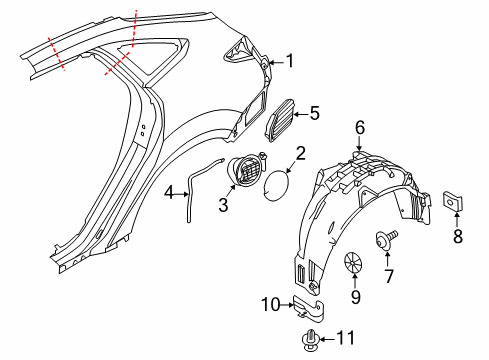 2014 Ford Focus Quarter Panel & Components Diagram