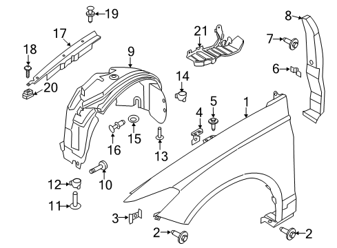 2020 Ford Fusion Fender & Components Diagram