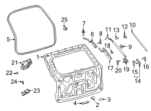 2021 Ford Explorer Gas Lift Assembly Diagram for LB5Z-78406A10-A