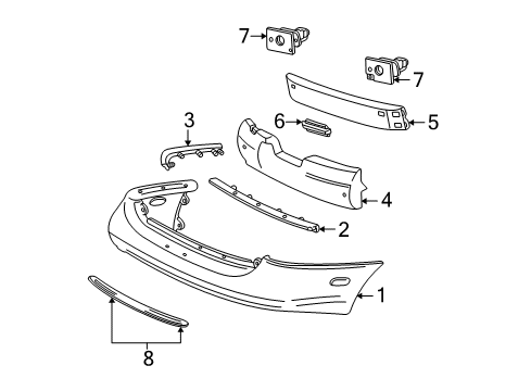 2005 Ford Taurus Bumper Assembly - Rear Diagram for YF1Z-17906-BA