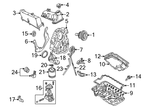 2003 Ford Explorer Sport Engine Parts, Cylinder Head & Valves, Camshaft & Timing, Oil Pump, Pistons, Rings & Bearings Diagram