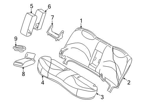 2004 Mercury Grand Marquis Rear Seat Back Cover Assembly Diagram for 3W3Z-5466600-AAH