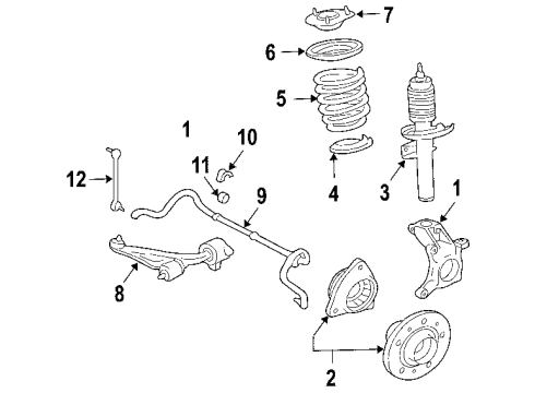 2004 Mercury Monterey Front Suspension Components, Lower Control Arm, Stabilizer Bar Diagram