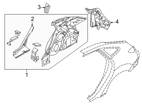 2018 Ford Focus Panel And Wheelhouse - Quarter - Inner Diagram for CP9Z-5427791-A