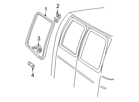 1996 Ford E-350 Econoline Club Wagon Back Door - Glass & Hardware Diagram 2 - Thumbnail