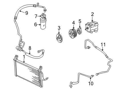 2002 Ford Focus A/C Condenser, Compressor & Lines Diagram