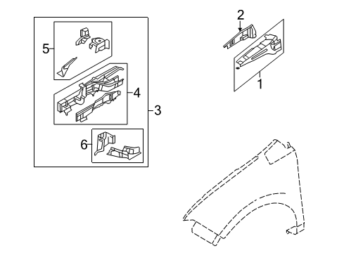 2007 Lincoln MKX Structural Components & Rails Diagram