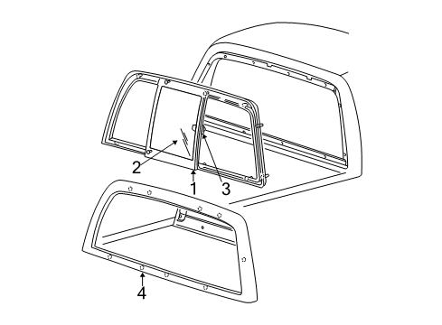 2002 Ford F-150 Back Glass, Reveal Moldings Diagram