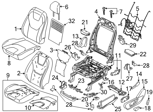 2018 Ford Edge Cover Assembly - Seat Cushion Diagram for FT4Z-5862901-CJ