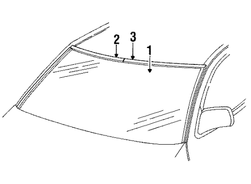 1995 Mercury Cougar Windshield Glass, Reveal Moldings Diagram