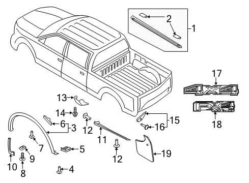 2017 Ford F-250 Super Duty Exterior Trim - Pick Up Box Diagram