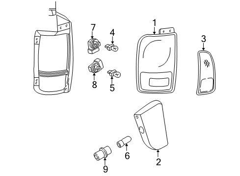 2002 Lincoln Blackwood Rear Lamps - Combination Lamps Diagram